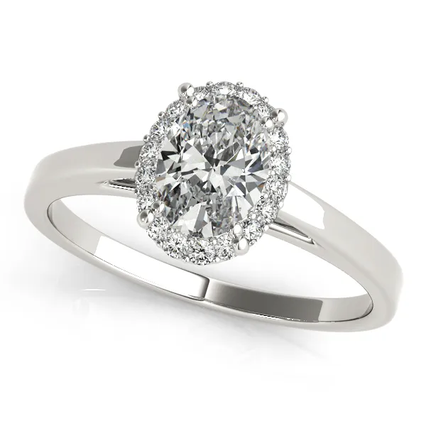 18K White Gold Oval Halo Engagement Ring West and Company Auburn, NY