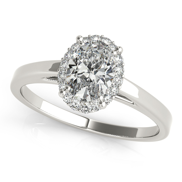 10K White Gold Oval Halo Engagement Ring