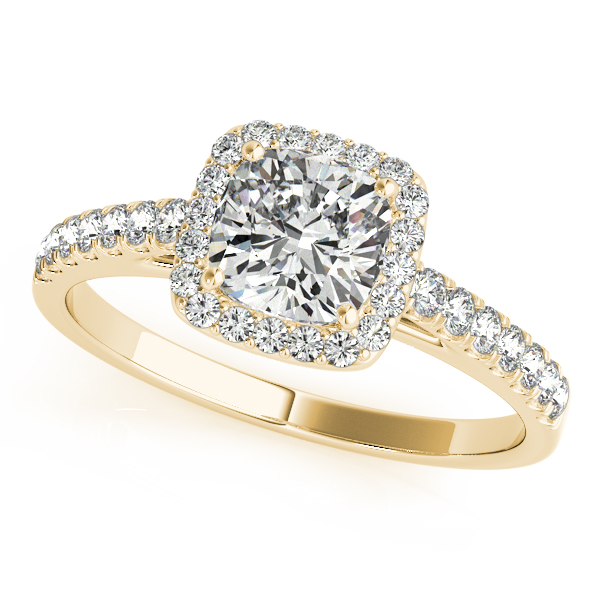14K Yellow Gold Halo Engagement Ring