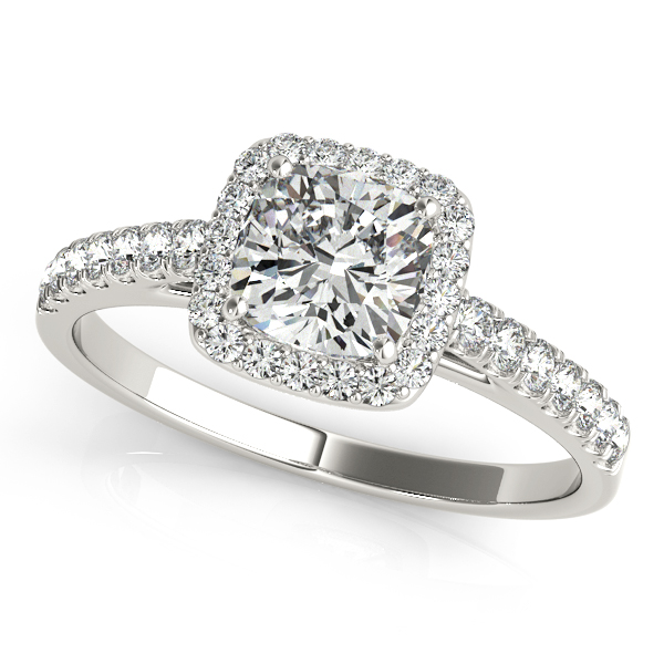 18K White Gold Halo Engagement Ring