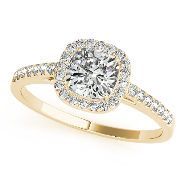 18K Yellow Gold Halo Engagement Ring