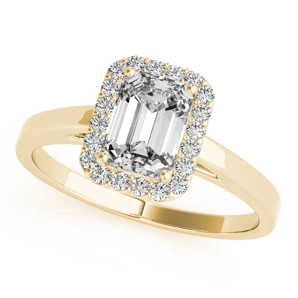 14K Yellow Gold Emerald Halo Engagement Ring