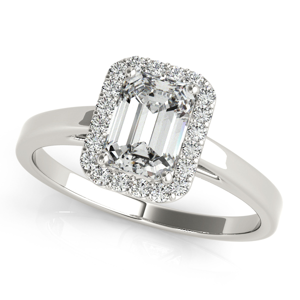 Platinum Emerald Halo Engagement Ring
