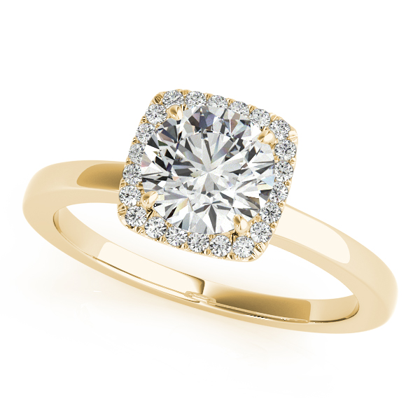 18K Yellow Gold Round Halo Engagement Ring