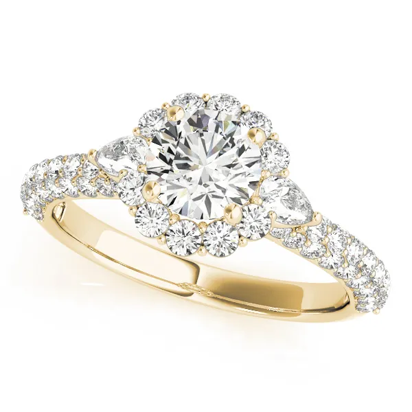 14K Yellow Gold Pavé Engagement Ring MULT ROW