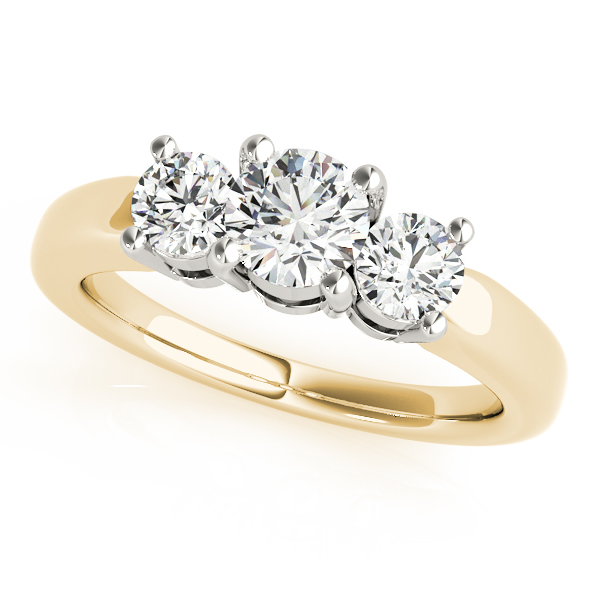 10K Yellow Gold Three-Stone Round Engagement Ring