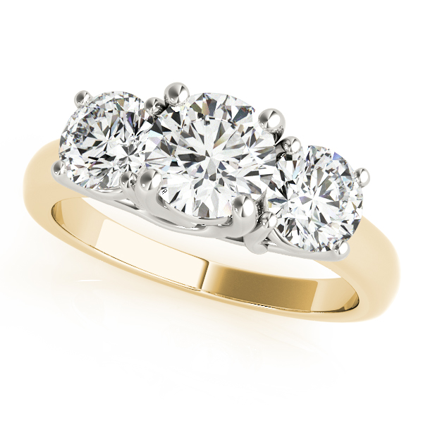 18K Yellow Gold Three-Stone Round Engagement Ring