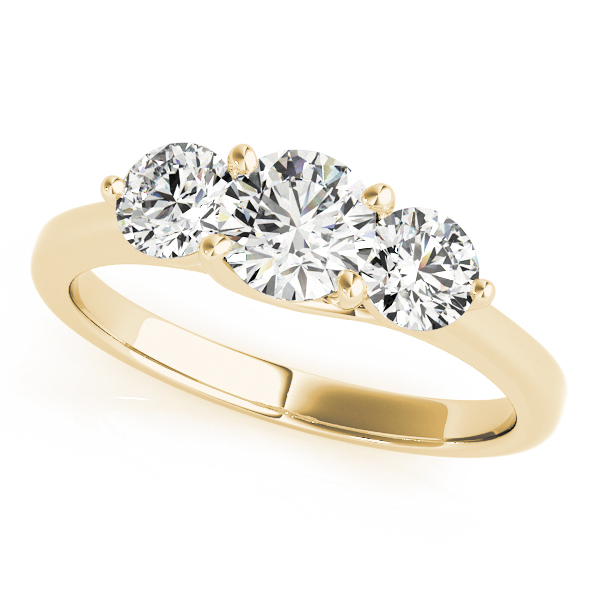 14K Yellow Gold Three-Stone Round Engagement Ring
