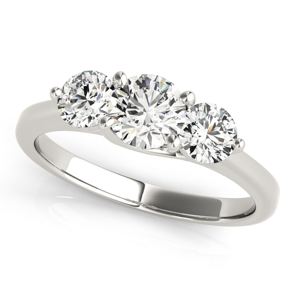 10K White Gold Three-Stone Round Engagement Ring