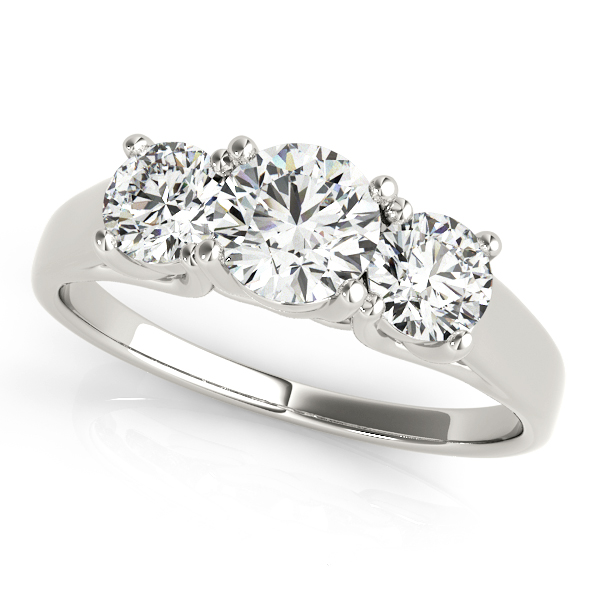 14K White Gold Three-Stone Round Engagement Ring