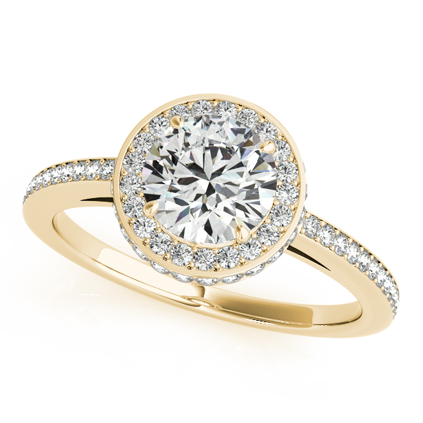 14K Yellow Gold Round Halo Engagement Ring