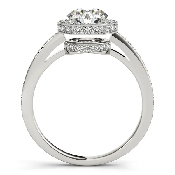 Platinum Round Halo Engagement Ring Image 2 Georgetown Jewelers Wood Dale, IL