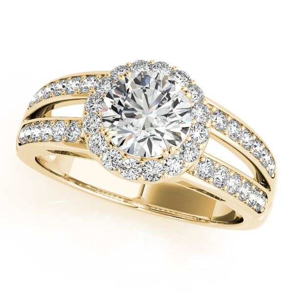 10K Yellow Gold Round Halo Engagement Ring
