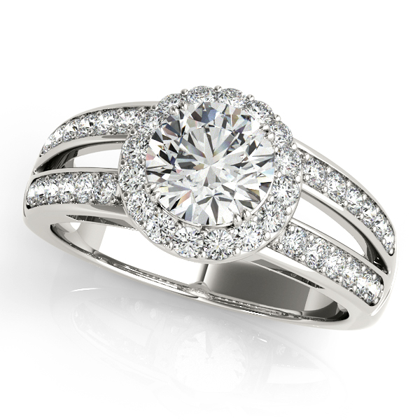 18K White Gold Round Halo Engagement Ring