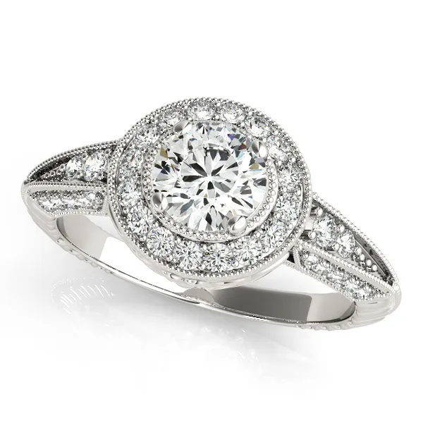 10K White Gold Round Halo Engagement Ring Hingham Jewelers Hingham, MA
