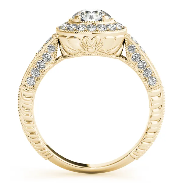 14K Yellow Gold Round Halo Engagement Ring Image 2 Hingham Jewelers Hingham, MA
