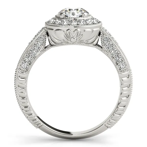 10K White Gold Round Halo Engagement Ring Image 2 Hingham Jewelers Hingham, MA