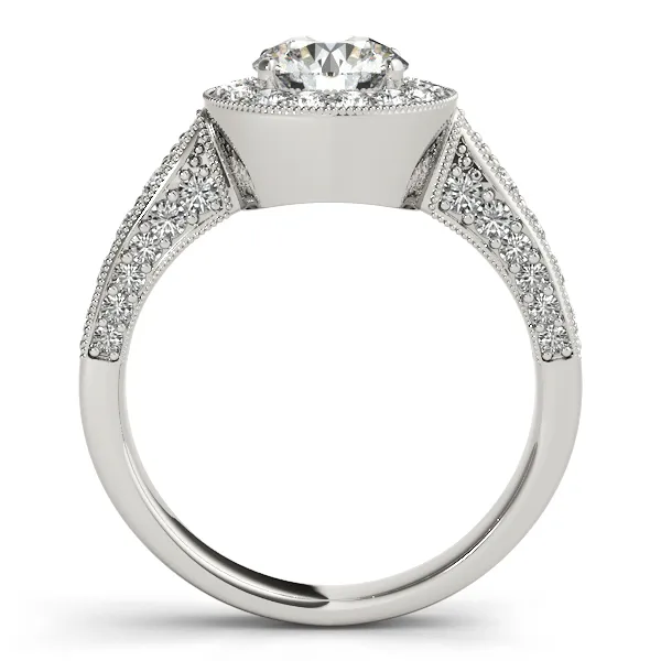 Platinum Round Halo Engagement Ring Image 2 Hingham Jewelers Hingham, MA