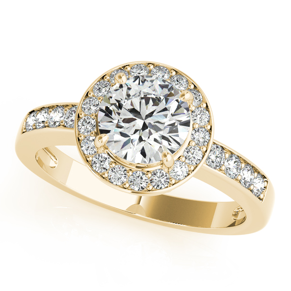 14K Yellow Gold Round Halo Engagement Ring
