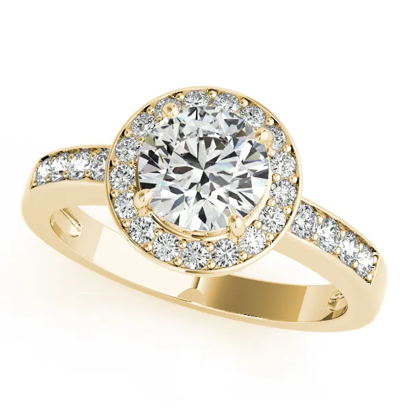 14K Yellow Gold Round Halo Engagement Ring Double Diamond Jewelry Olympic Valley, CA