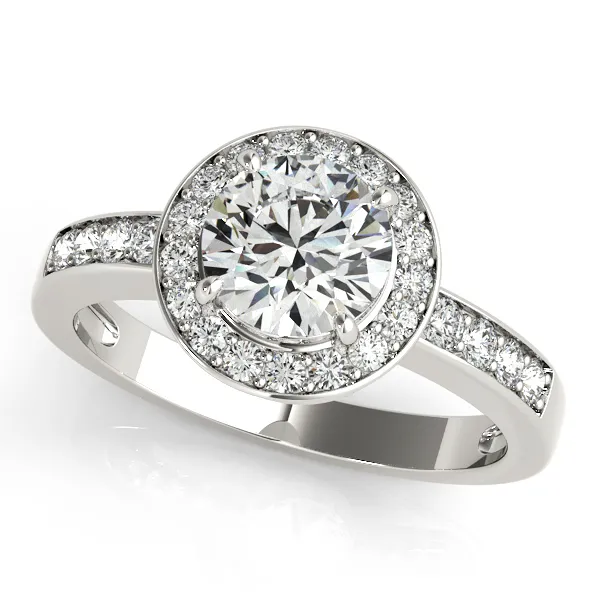 18K White Gold Round Halo Engagement Ring West and Company Auburn, NY
