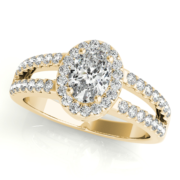 14K Yellow Gold Oval Halo Engagement Ring