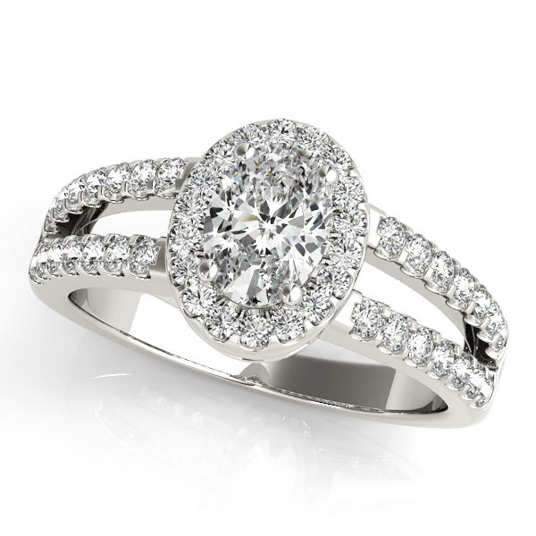 Platinum Oval Halo Engagement Ring