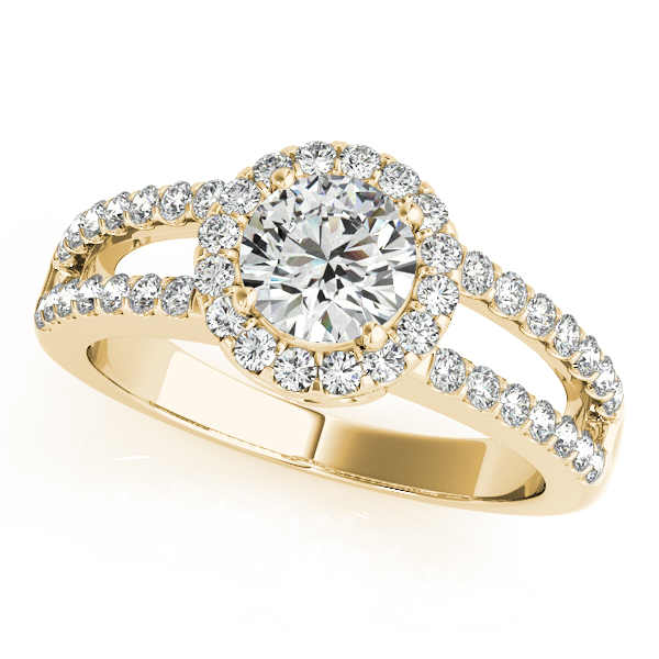 14K Yellow Gold Round Halo Engagement Ring