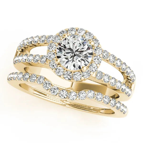 14K Yellow Gold Round Halo Engagement Ring Image 3 West and Company Auburn, NY