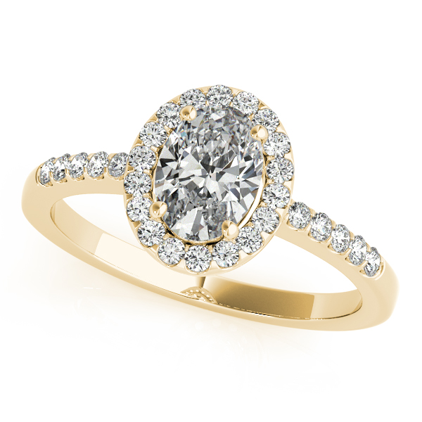 10K Yellow Gold Oval Halo Engagement Ring