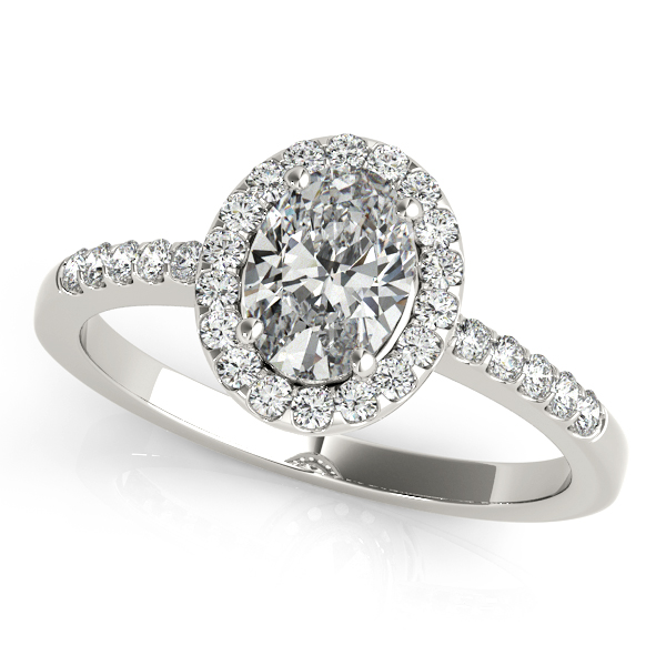 Platinum Oval Halo Engagement Ring