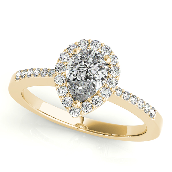 18K Yellow Gold Pear Halo Engagement Ring