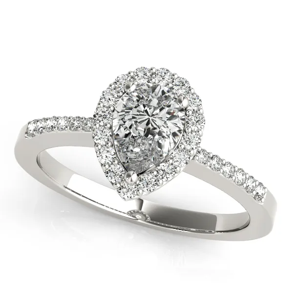 Platinum Pear Halo Engagement Ring Georgetown Jewelers Wood Dale, IL
