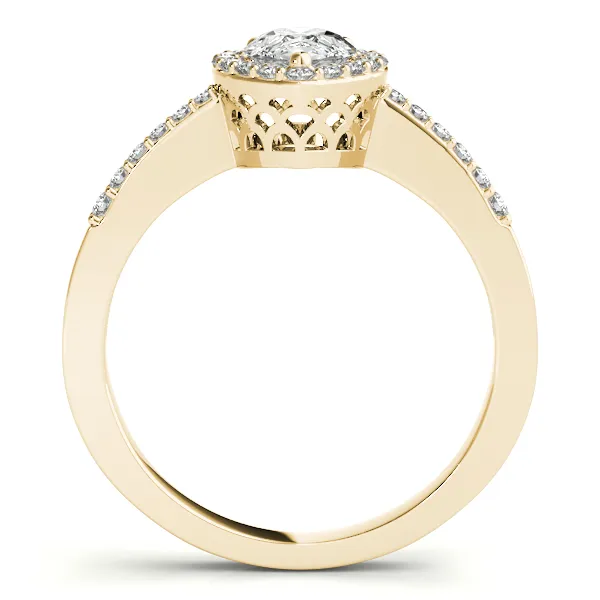 14K Yellow Gold Pear Halo Engagement Ring Image 2 Georgetown Jewelers Wood Dale, IL