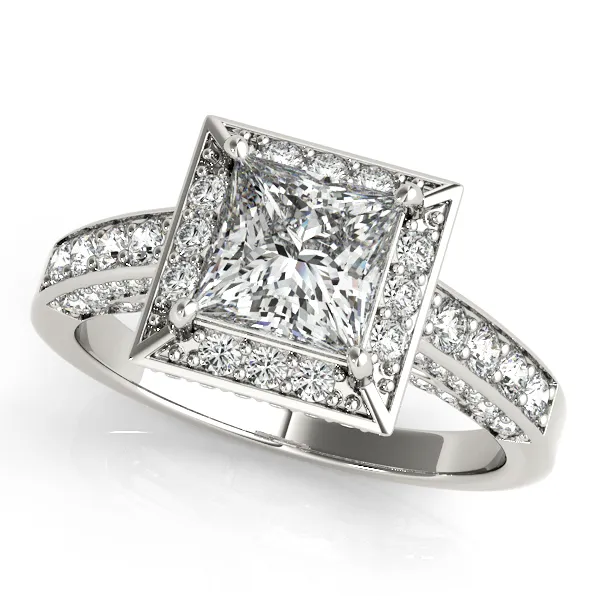 14K White Gold Halo Engagement Ring Hingham Jewelers Hingham, MA