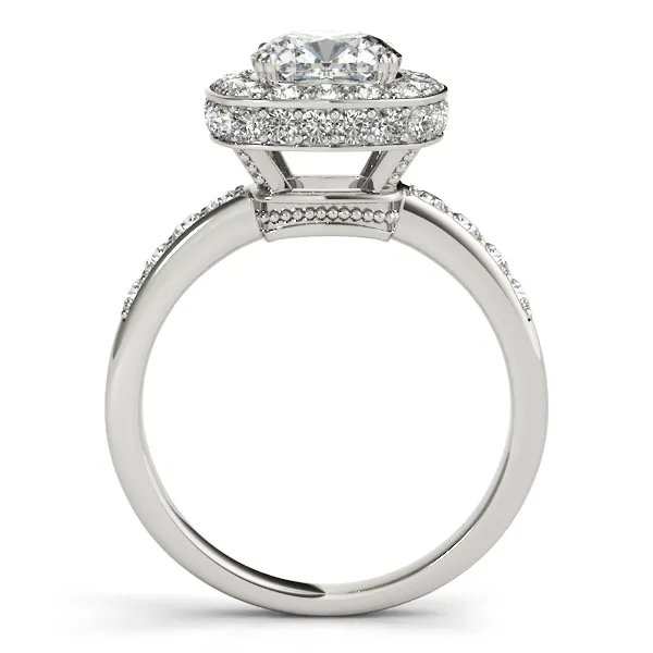 14K White Gold Halo Engagement Ring Image 2 Hingham Jewelers Hingham, MA