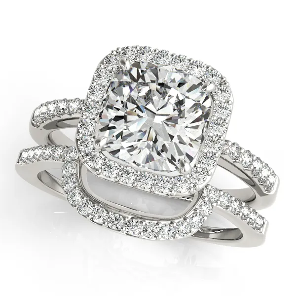 18K White Gold Halo Engagement Ring Image 3 Hingham Jewelers Hingham, MA