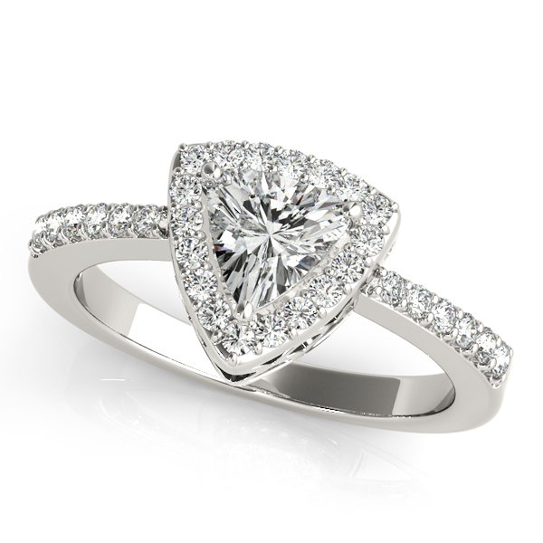 14K White Gold Pear Halo Engagement Ring
