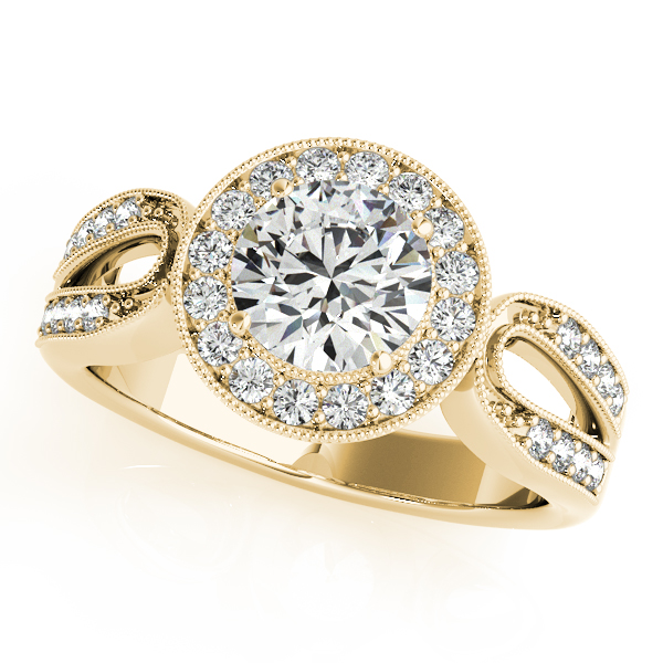 18K Yellow Gold Round Halo Engagement Ring