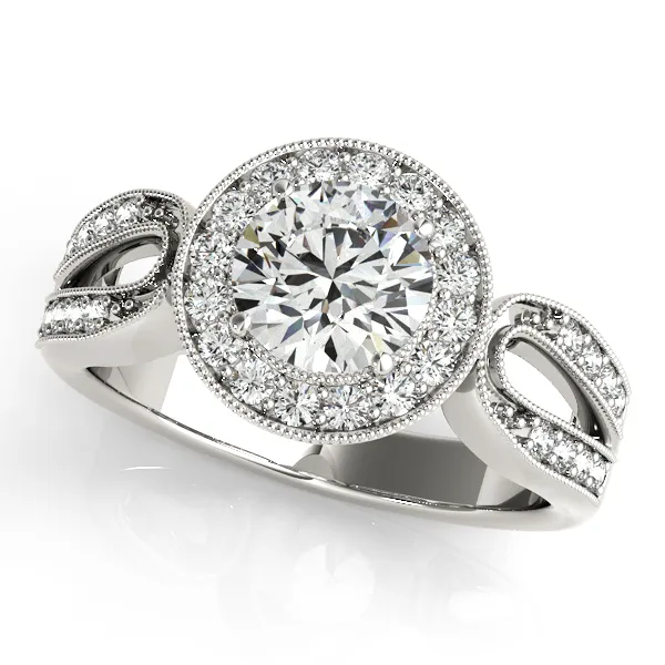 18K White Gold Round Halo Engagement Ring Midtown Diamonds Reno, NV