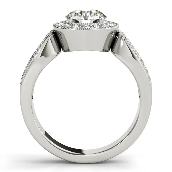 18K White Gold Round Halo Engagement Ring Image 2 Hingham Jewelers Hingham, MA