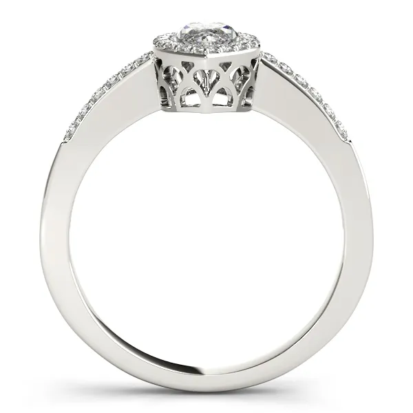 Platinum Halo Engagement Ring Image 2 Hingham Jewelers Hingham, MA