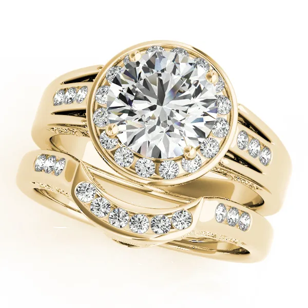 14K Yellow Gold Round Halo Engagement Ring Image 3 Root Jewelers Medford, OR