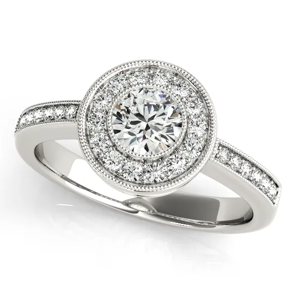 10K White Gold Round Halo Engagement Ring Hingham Jewelers Hingham, MA