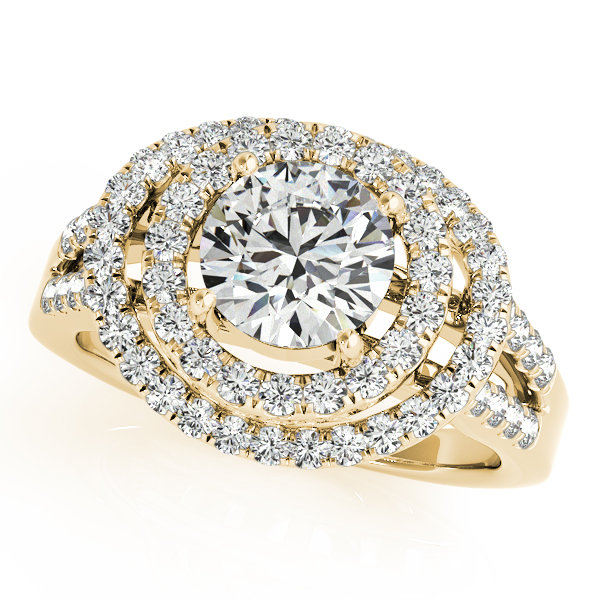 14K Yellow Gold Round Halo Engagement Ring