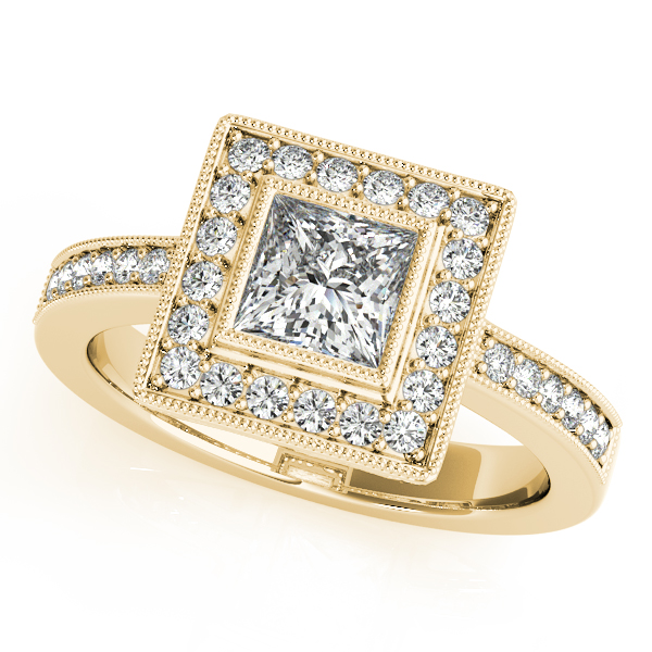 18K Yellow Gold Halo Engagement Ring