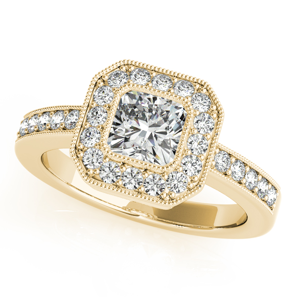 18K Yellow Gold Halo Engagement Ring