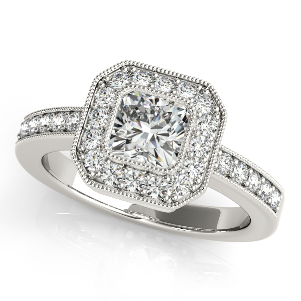 10K White Gold Halo Engagement Ring