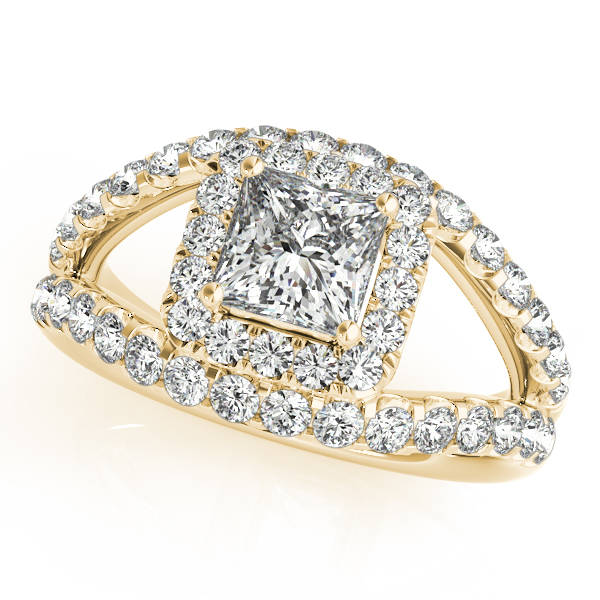 18K Yellow Gold Halo Engagement Ring