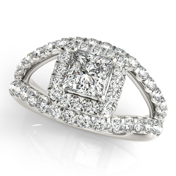 14K White Gold Halo Engagement Ring